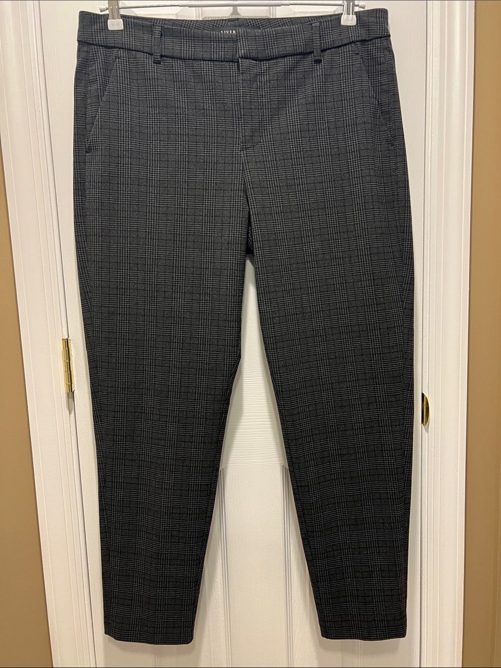Liverpool Los Angeles Kelsey Ponte Trouser Pants - Gray & Black Plaid Size 14/32